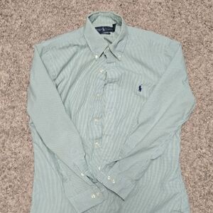 Polo by Ralph Lauren Light Green Striped Button-Down Shirt